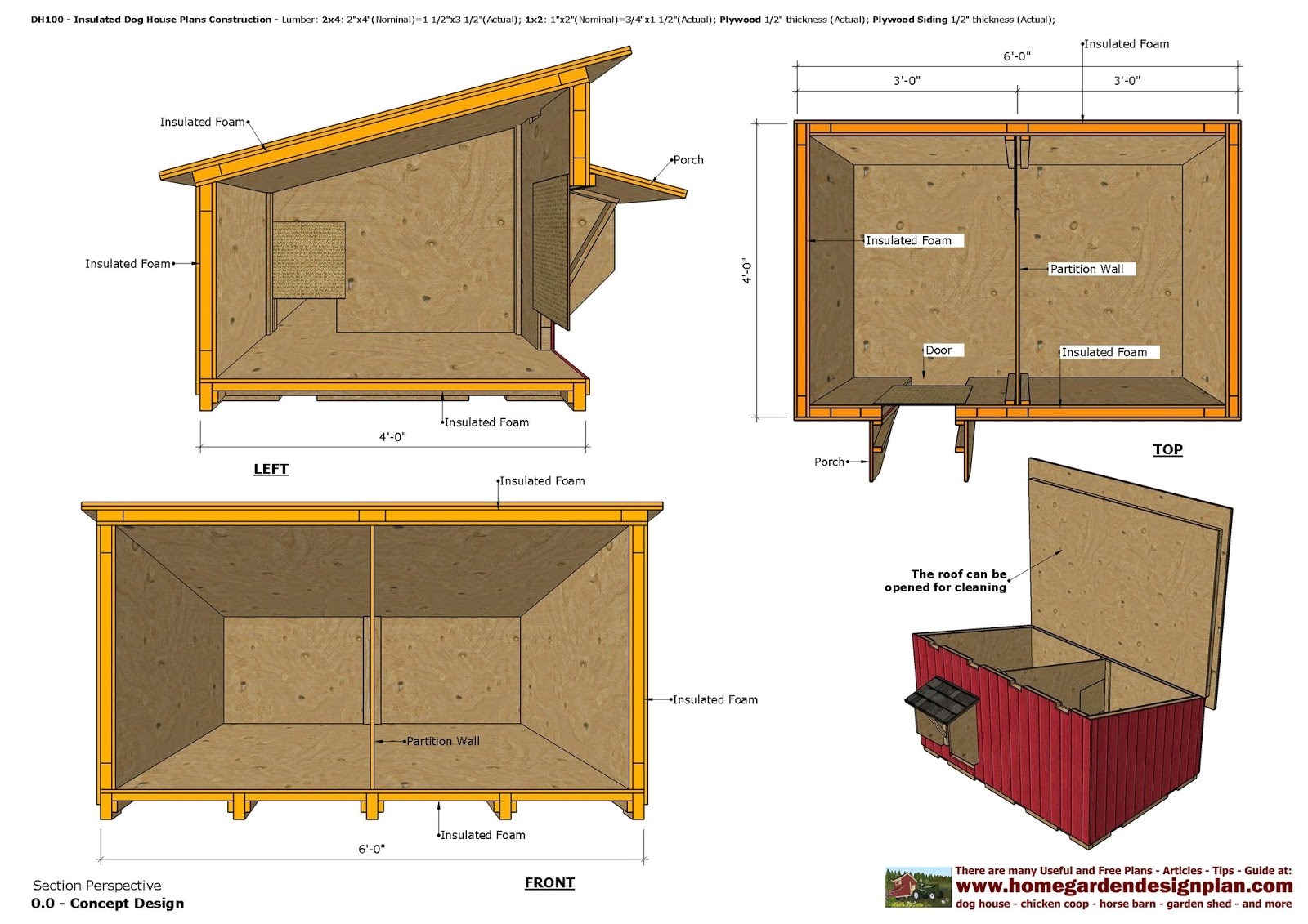 Insulated Dog House Building Plans Home Garden Plans Dh100 Insulated Dog House Plans Dog