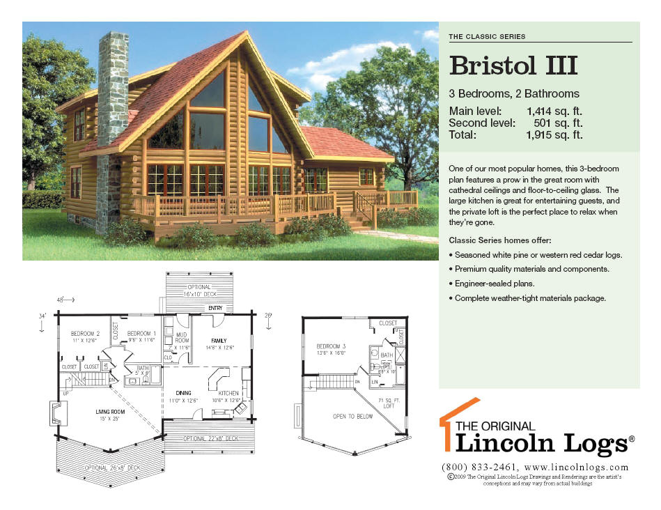 Lincoln Log Homes Floor Plans Log Home Floorplan Bristol Iii the original Lincoln Logs