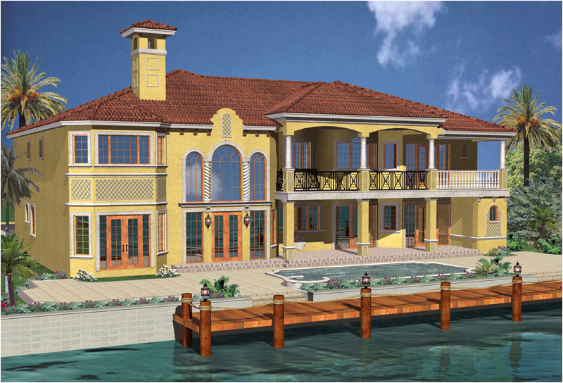 Luxury Waterfront Home Plans Luxury Spanish Mediterranean Style Waterfront Home Plan