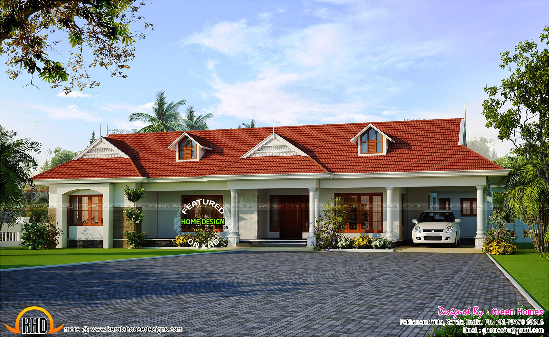 One Floor House Plans In Kerala Single Storied House with Dormer Windows Kerala Home One Floor House Plans In Kerala Single Storied House with Dormer Windows Kerala Home