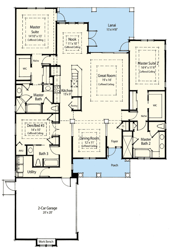 One Level House Plans with Two Master Suites Dual Master Suite Energy Saver 33094zr Architectural One Level House Plans with Two Master Suites Dual Master Suite Energy Saver 33094zr Architectural