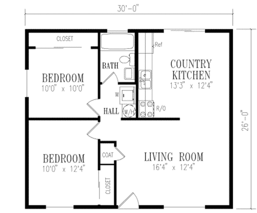 Small Home Plans00 Sq Ft Traditional Style House Plan 2 Beds 1 00 Baths 780 Sq Ft