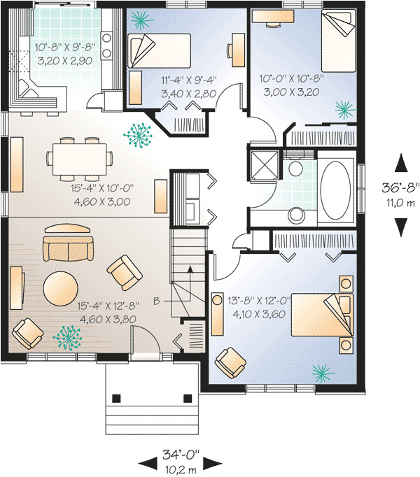 Starter Home Plans Simple Starter Home Plan with Options 21250dr