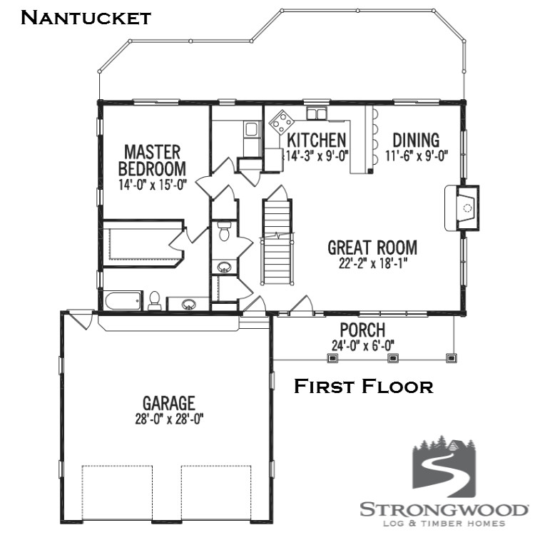 Strongwood Log Homes Floor Plans Nantucket Floor Plan First Floor Strongwood Log