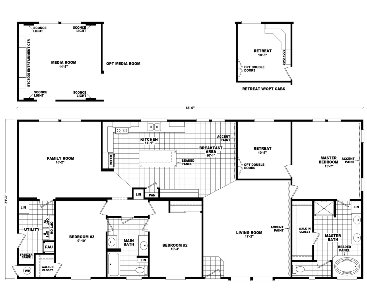 The Home Plan the Pecan Valley Iii Hi3268a Manufactured Home Floor Plan The Home Plan the Pecan Valley Iii Hi3268a Manufactured Home Floor Plan