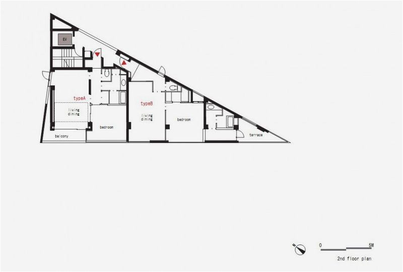 Triangular House Floor Plans Second Floor Plan Of Modern and Thin Triangular Building Triangular House Floor Plans Second Floor Plan Of Modern and Thin Triangular Building