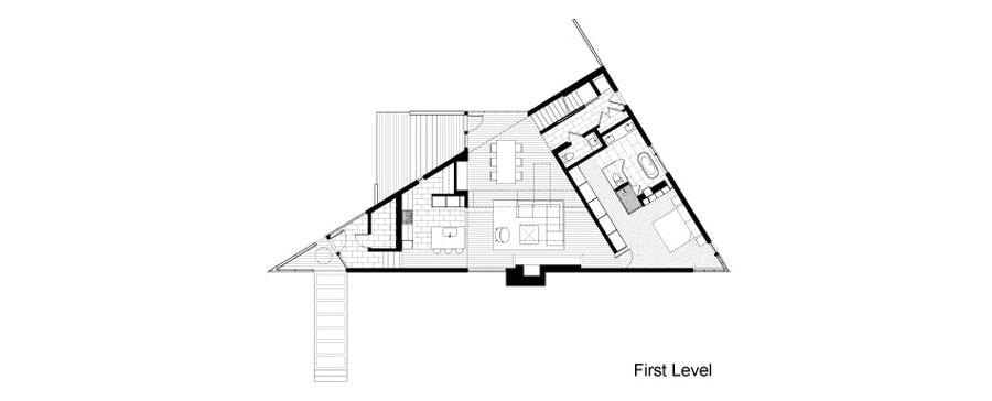 Triangular House Floor Plans Triangular House with Bridge to Office Loft Overhead Triangular House Floor Plans Triangular House with Bridge to Office Loft Overhead