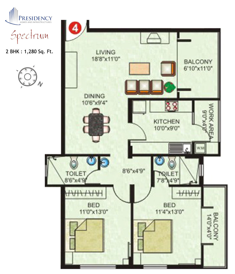 Two Bhk Home Plans Presidency Spectrum 1 2 and 3 Bedroom Flats Apartments Two Bhk Home Plans Presidency Spectrum 1 2 and 3 Bedroom Flats Apartments