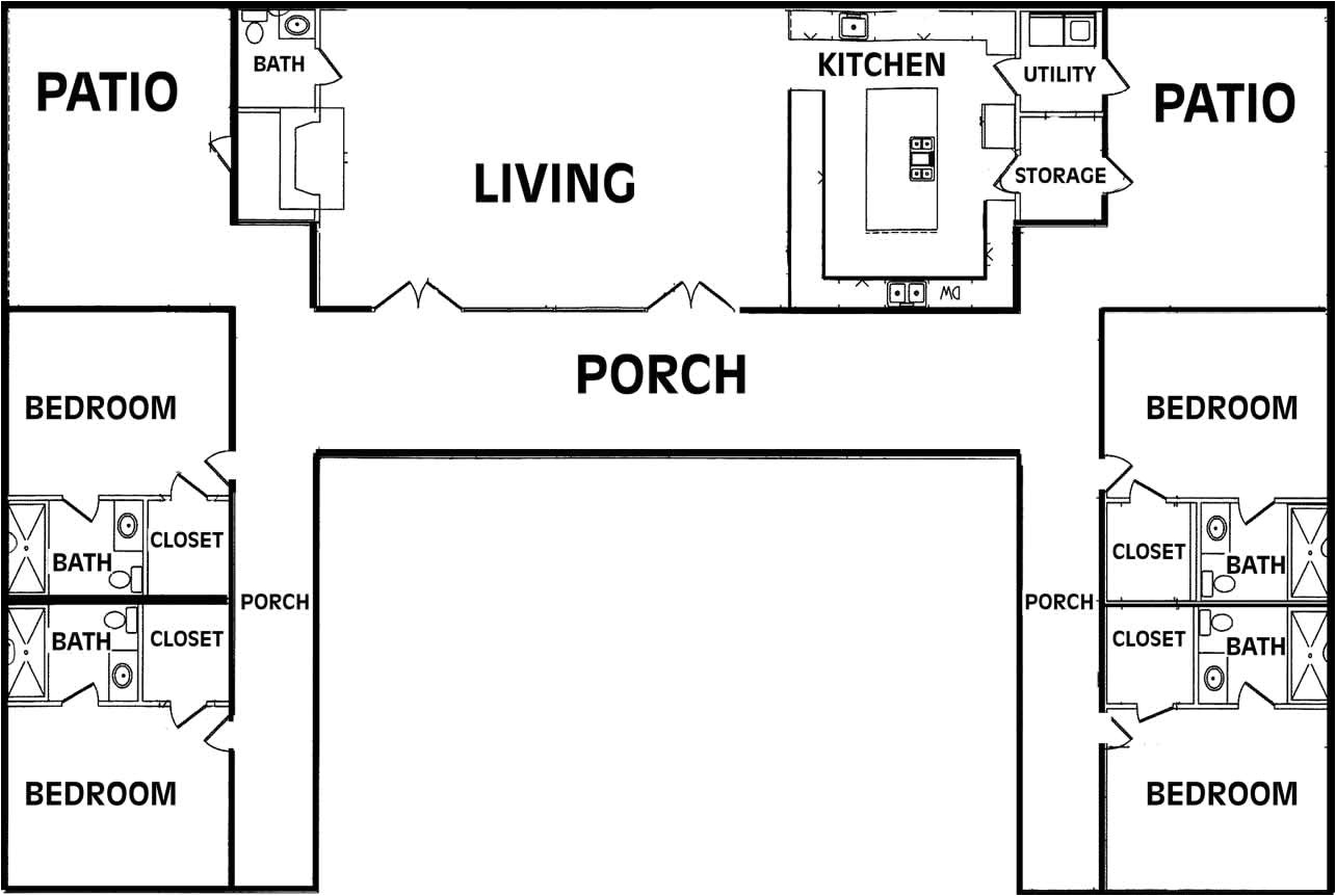 U Shaped Ranch Style Home Plans U Shaped Ranch House Plans