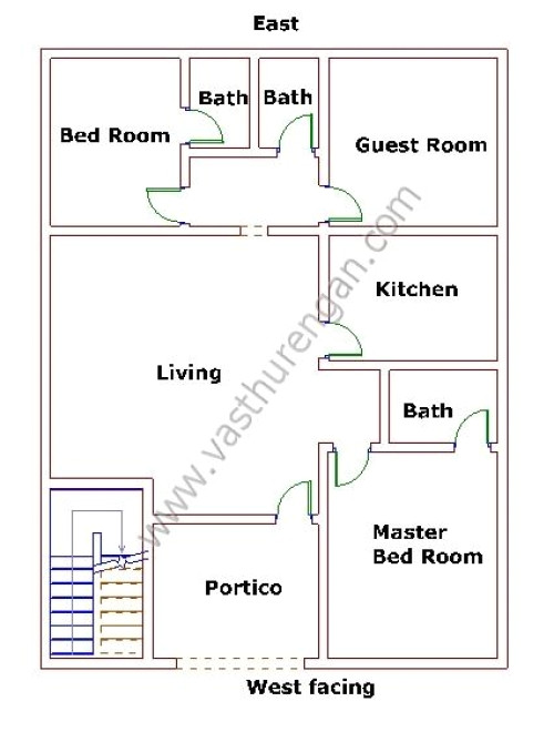 Vastu Home Plan for West Facing Plot West Facing House Plan 8 Vasthurengan Com