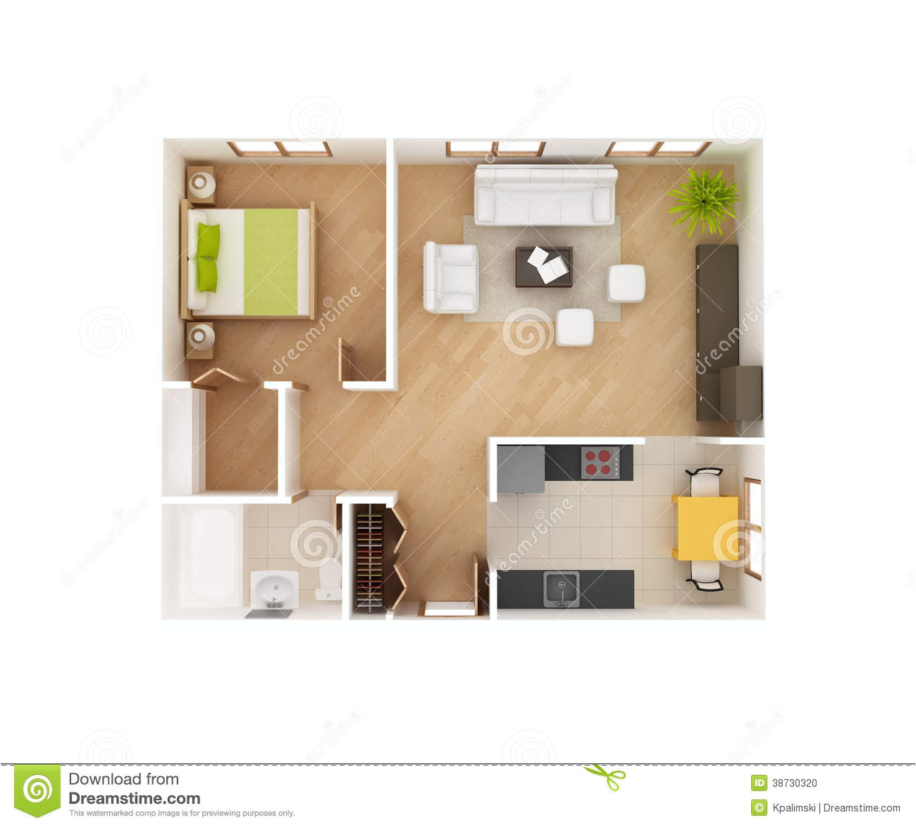 View House Plans Online Basic 3d House Floor Plan top View Stock Illustration