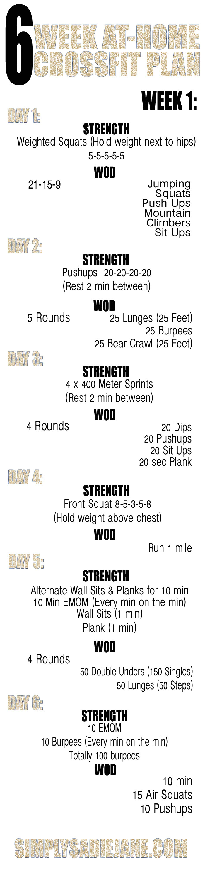 Work Out Plan Home 6 Week at Home Crossfit Inspired Workouts Week 1 Fitness Work Out Plan Home 6 Week at Home Crossfit Inspired Workouts Week 1 Fitness