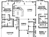 1 Level House Plans with 2 Master Suites Double Master Bedroom House Plan 3056d Architectural