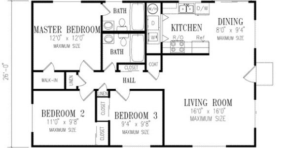 1040 Square Foot House Plans Ranch Style House Plan 3 Beds 2 Baths 1040 Sq Ft Plan 1 148