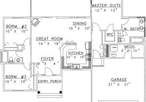 1350 Sq Ft House Plan Ranch Style House Plan 3 Beds 2 Baths 1350 Sq Ft Plan