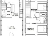 16×28 House Plans 16×28 Tiny House 2 Bedroom Pdf Floor Plan 810