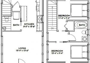 16×28 House Plans 16×28 Tiny House 2 Bedroom Pdf Floor Plan 810