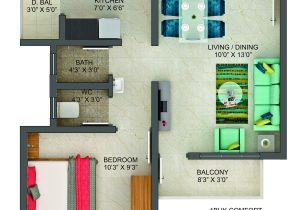 1bhk Home Plan Floor Plan Of 1bhk Flats In Chakan Dwarka township