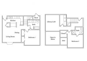 2 Bedroom 2 Bath with Loft House Plans Colonial Apartments Floor Plans