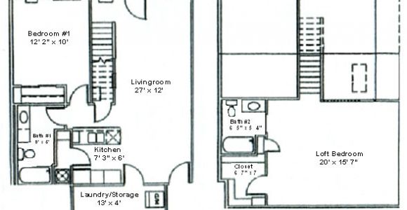 2 Bedroom 2 Bath with Loft House Plans Floor Plan Two Bedroom Loft Woodsview Apartments