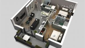 2 Bedroom Floor Plans Home 50 3d Floor Plans Lay Out Designs for 2 Bedroom House or