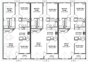 2 Unit Home Plans Triplex House Plans 1 387 S F Ea Unit 3 Beds 2 Ba