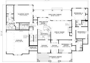 2500 Square Feet Home Plans 2500 Sq Ft One Level 4 Bedroom House Plans First Floor