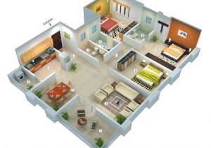 3d Home Floor Plan Design 25 More 3 Bedroom 3d Floor Plans