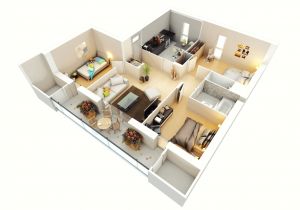3d Small Home Plan Ideas 3d Three Bedroom House Layout Design Plans 23034