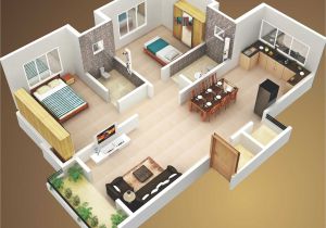 3d Small Home Plan Ideas attractive Simple House Design Plans 3d 2 Bedrooms Ideas
