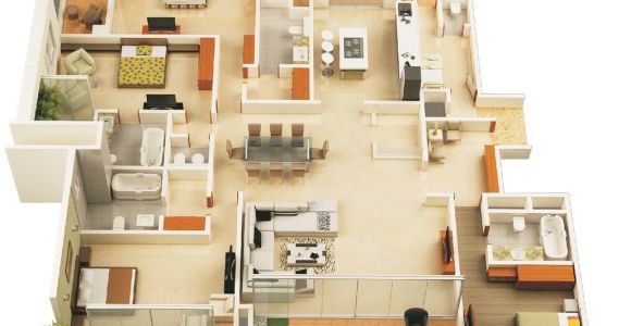 4 Bdrm House Plans 4 Bedroom Apartment House Plans