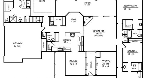4 Bedroom Home Floor Plans 4 Room House Plans Home Plans Homepw26051 2 974 Square