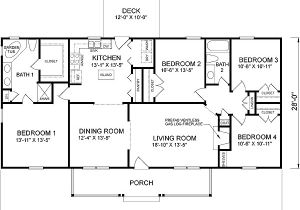 4 Bedroom Ranch Home Plans House Plan 45467 at Familyhomeplans Com