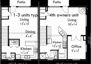 4 Plex Home Plans 4 Plex Plans Fourplex with Owners Unit Quadplex Plans F 537