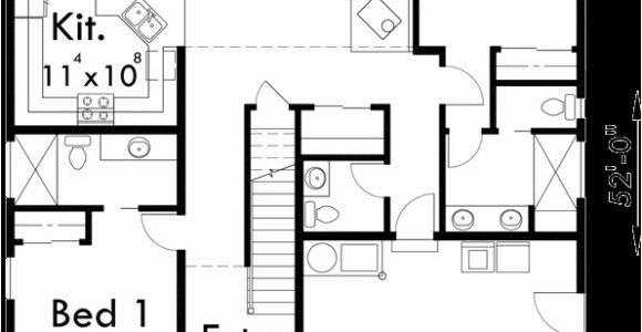 40 Foot Wide Lot House Plans 40 Ft Wide Narrow Lot House Plan W Master On the Main Floor