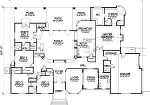 5 Bed 3 Bath House Plans One Story Five Bedroom Home Plans Home Plans Homepw72132
