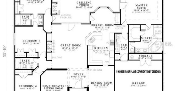 55 Wide House Plans House Plan 026852 Bedrooms 4 Bathrooms 3 Garage 2