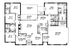 Affordable House Plans for Large Families Floor Plan 5 Bedrooms Single Story Five Bedroom Tudor