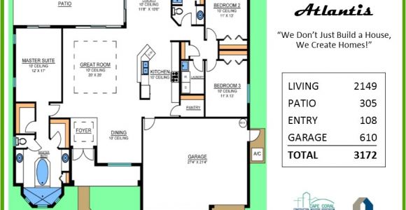 Atlantis Homes Floor Plans atlantis Floor Plan Tracey Homes Swfl Custom Built Homes