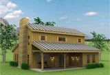 Barn Home Plans Barn Style Exterior with Galvanized Siding and Red Windows
