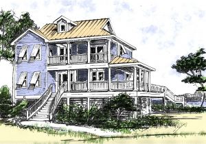 Beach Home Plans Beach House Plan with Two Story Great Room 13034fl