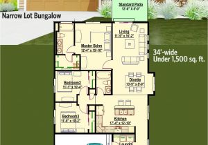 Bungalow House Plans for Narrow Lots Plan 64414sc Narrow Lot Bungalow In 2018 House Plans