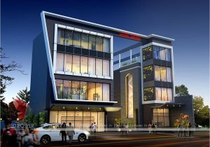 Commercial Home Plans Corporate Building Design 3d Rendering Exclusive Night View