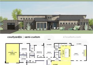 Courtyard Homes Plans Contemporary Side Courtyard House Plan 61custom