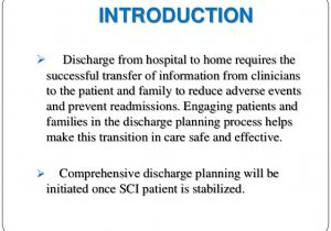 Discharge Planning From Hospital to Home Hospital Discharge Planning for Spinal Cord Injured Patients