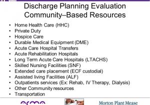 Discharge Planning From Hospital to Home Providing the Right Care at the Right Time In the Right