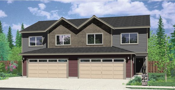 Duplex Home Plans with Garage Duplex House Plans Duplex House Plan with 2 Car Garage D