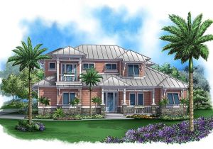 Florida Coastal Home Plans Covered Lanai with Fireplace 66288we 1st Floor Master