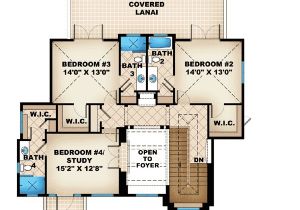 Florida Home Plans with Lanai Covered Lanai with Fireplace 66288we 1st Floor Master