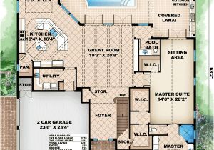 Florida Home Plans with Lanai Covered Lanai with Fireplace 66288we 1st Floor Master